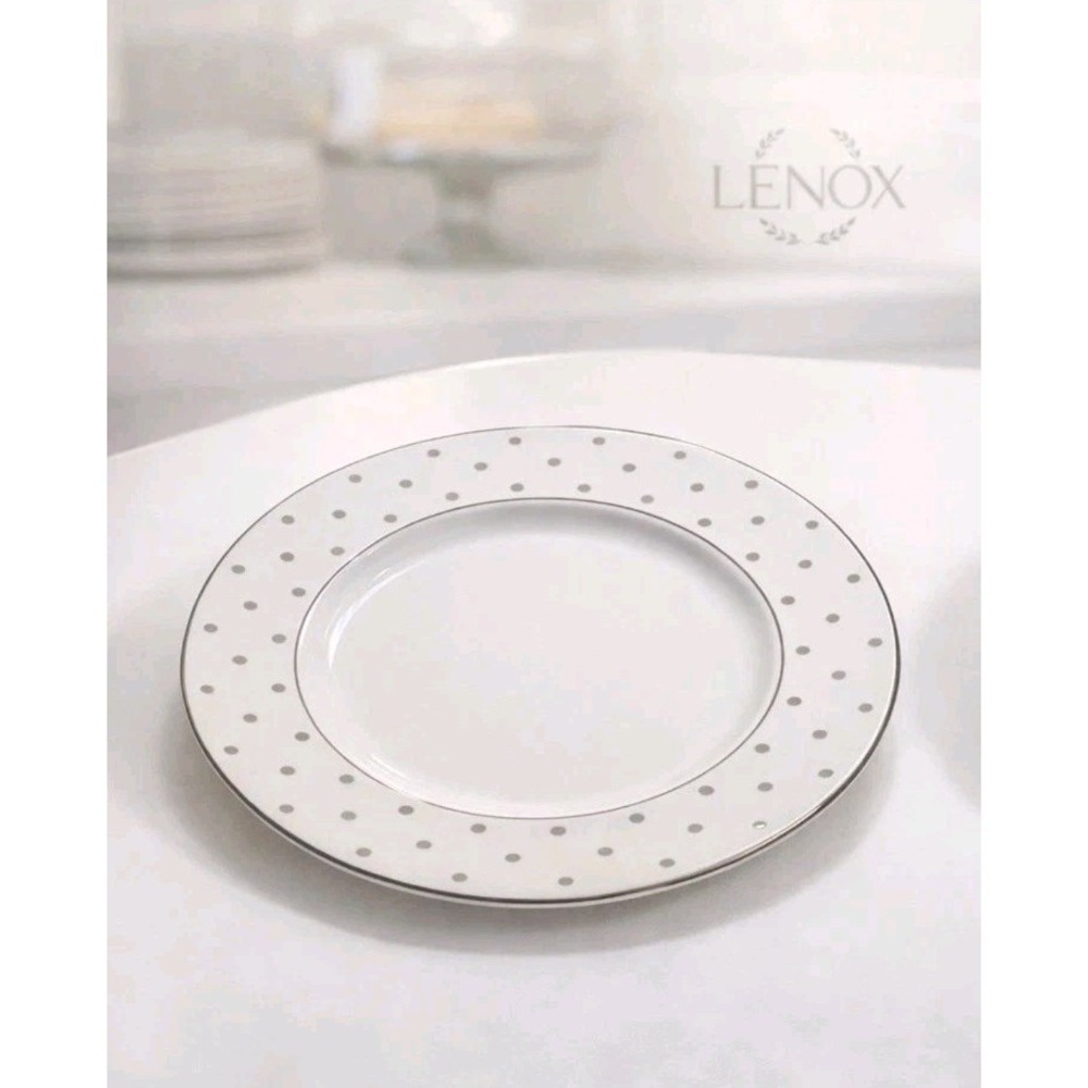 Kate Spade New York Larabee Road Platinum Polka Dot Accent Plate Sophisticated
